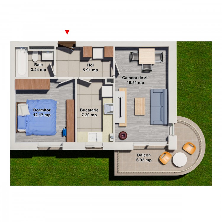 Apartament 1 Dormitor Tip 8